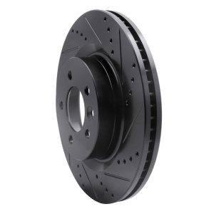 Land Rover LR3 Brake Rotor (1) - Front Right - R1 Concepts - Drilled & Slotted - Black - `05-`09